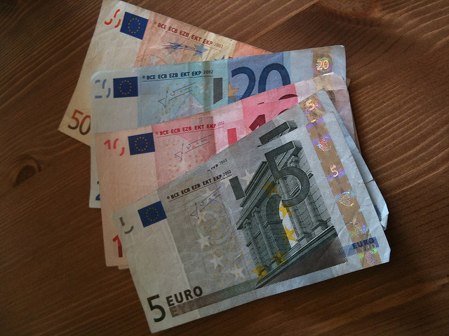 Euros on a table